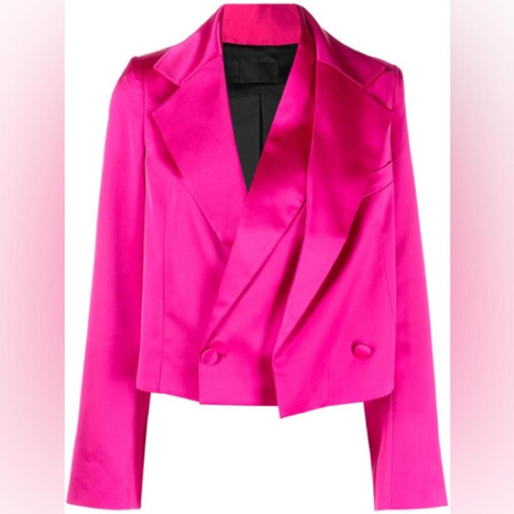 LIKE NEW💕RtA | SZ 2 | Relaxed Glam Fuchsia Oaklee Crop Blazer Top Jacket $595 - Picture 2 of 9